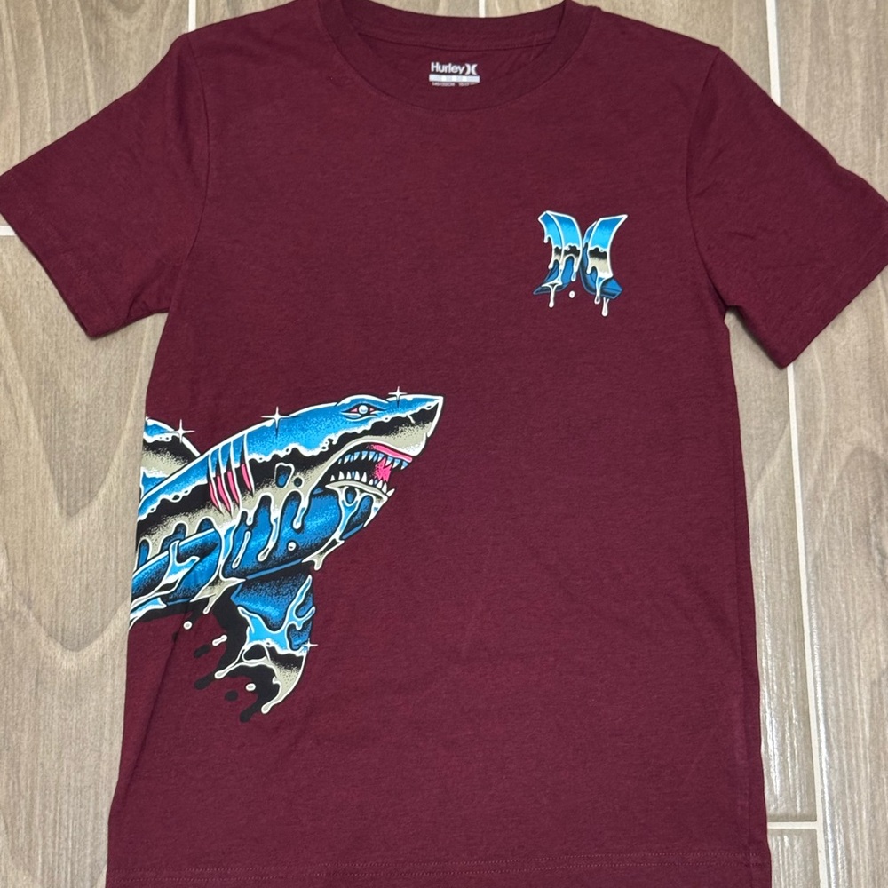 Hurley Kids Burgundy Shark Graphic Tee
